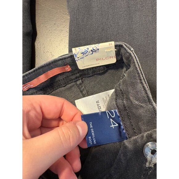 NEW Anthropologie Pilcro Demilune Cargo Bootcut Black Mid-Rise Denim Jeans 24 - Picture 12 of 16
